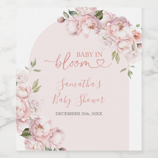 Rosa Blume Kindermädchenduschkinder im Blut Weinetikett (Einzelnes Label)