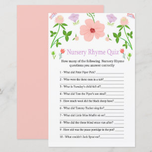 Rosa Blume Kinderzimmer Rhyme Quiz Kinderduschensp