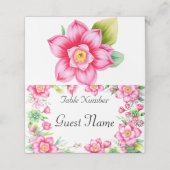 Rosa Blume Klappende Platzkarte (Außenseite Aufgefaltet)