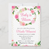 Rosa Blume Kleider Kinderdusche Einladung (Vorderseite)