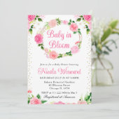 Rosa Blume Kleider Kinderdusche Einladung (Stehend Vorderseite)