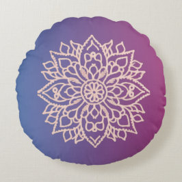 Rosa Blume Kontur1 Cartoon Rundes Kissen