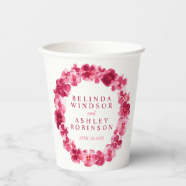 Rosa Blume Kranz Aquarell Hochzeit Pappbecher