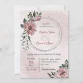 Rosa Blume-Kranzhochzeit Einladung (Vorderseite)