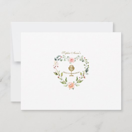 Rosa Blume Kraut Foto Mädchen Heilige Kommune Dankeskarte (Rückseite)