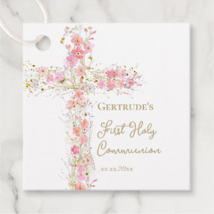 Rosa Blume kreuzen Erste Heilige Kommune Geschenkanhänger