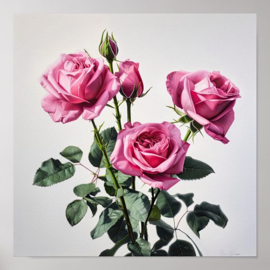 Rosa Blume Kunst drucken Poster (Vorne)