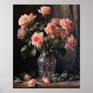 Rosa Blume Kunst drucken Poster