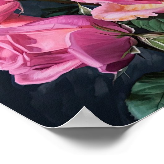 Rosa Blume Kunst drucken Poster (Ecke)