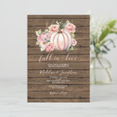 Rosa Blume Kürbis Fall der Liebe Engagement Party Einladung (Stehend Vorderseite)