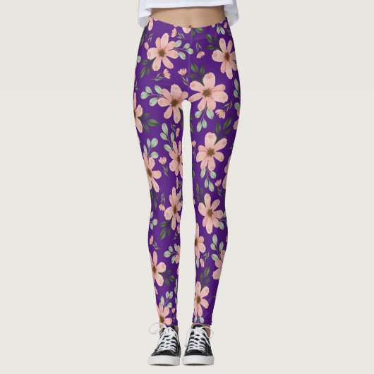 Rosa Blume Leggings (Vorderseite)