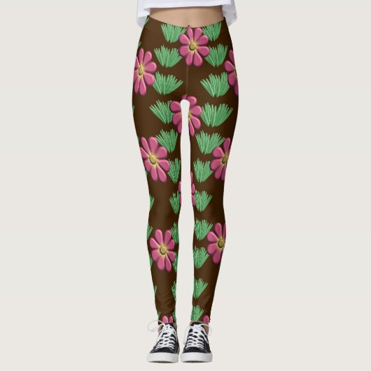 Rosa Blume Leggings (Vorderseite)