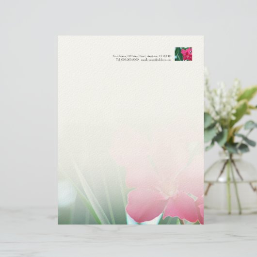 Rosa Blume Letterhead Briefbogen (Stehend Vorderseite)