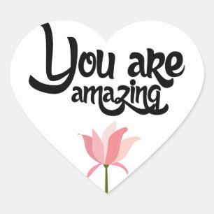 Rosa Blume Liebe, Hallo, Denken Sie an Sie Herz-Aufkleber