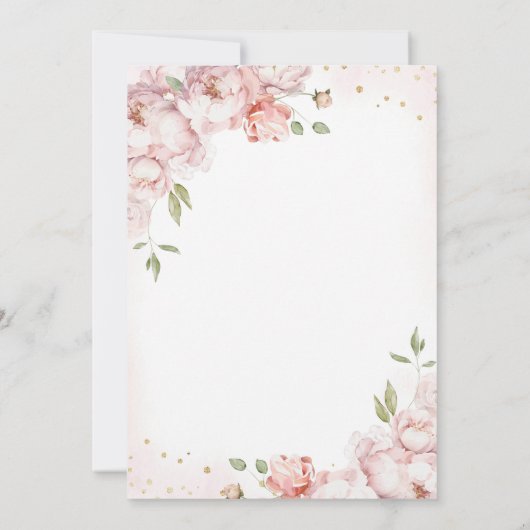 Rosa Blume Liebe im blauen Brautparty Einladung (Rückseite)