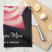 Rosa Blume Liebe Mama Foto Skript Geschirrtuch (Viertel Falte)