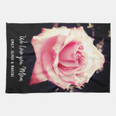 Rosa Blume Liebe Mama Foto Skript Geschirrtuch (Horizontal)