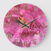 Rosa Blume Liebe Mehr Große Wanduhr (Vorderseite)