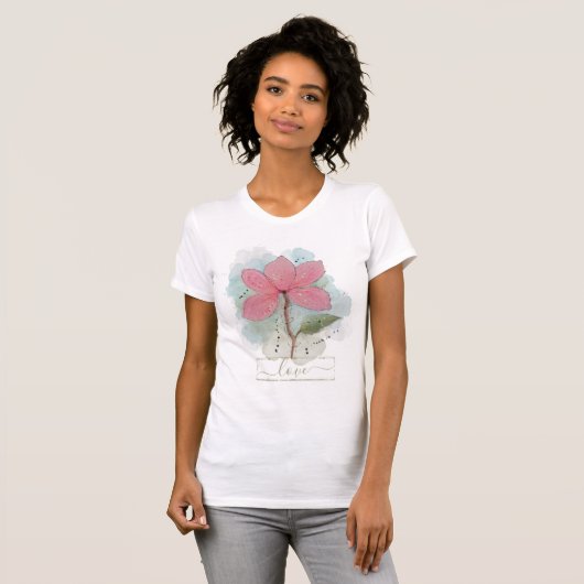 Rosa Blume Liebe T - Shirt (Vorne ganz)