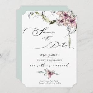 Rosa Blume Lilies Wedding Save the Date Card