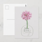 Rosa Blume Live Liebe Lachen Postkarte (Vorne/Hinten)