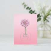 Rosa Blume Live Liebe Postkarte (Stehend Vorderseite)