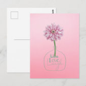 Rosa Blume Live Liebe Postkarte (Vorne/Hinten)