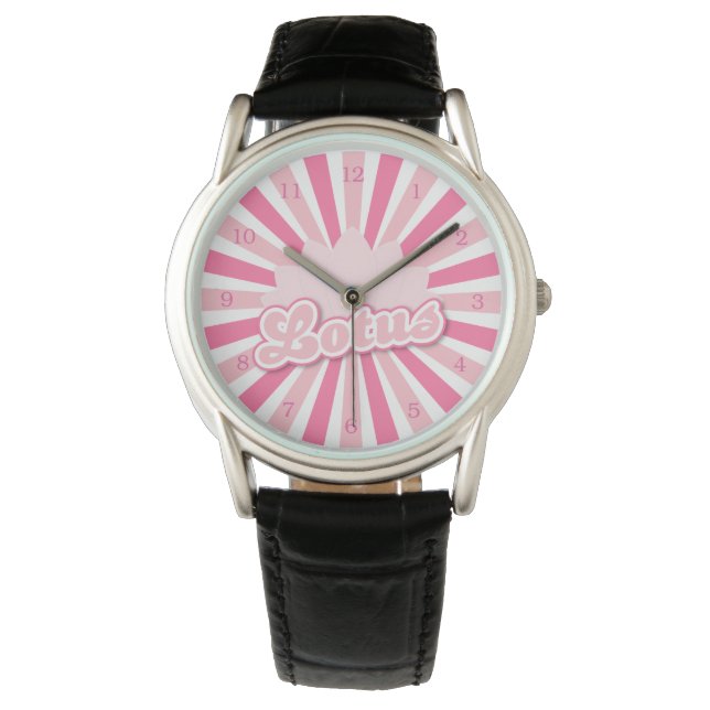 Rosa Blume Lotus Armbanduhr (Vorderseite)