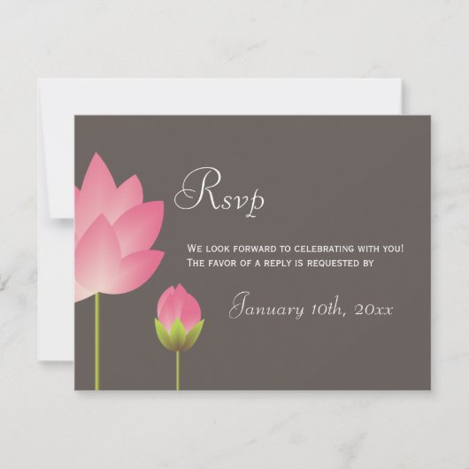Rosa Blume Lotus Hochzeit rsvp Reaktion (Vorderseite)