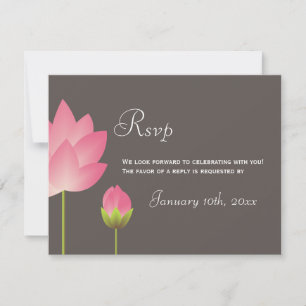 Rosa Blume Lotus Hochzeit rsvp Reaktion Karte