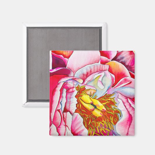 Rosa Blume Magnet (Vorderseite/Rückseite)