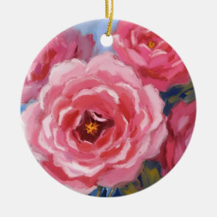 Rosa Blume Malerei mit Foto Keramik Ornament