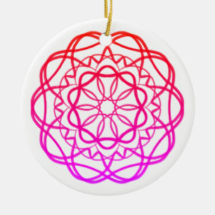 Rosa Blume Mandala #3 Keramik Ornament