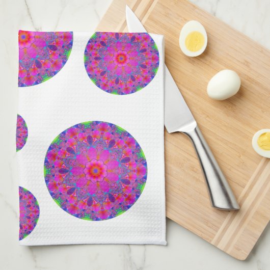 Rosa Blume Mandala Geschirrtuch (Viertel Falte)