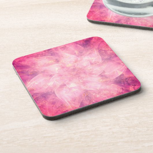 Rosa Blume Mandala Getränkeuntersetzer (Linke Seite)