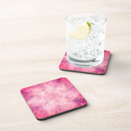 Rosa Blume Mandala Getränkeuntersetzer (Rechte Seite)