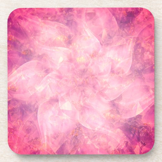 Rosa Blume Mandala Getränkeuntersetzer (Vorderseite)