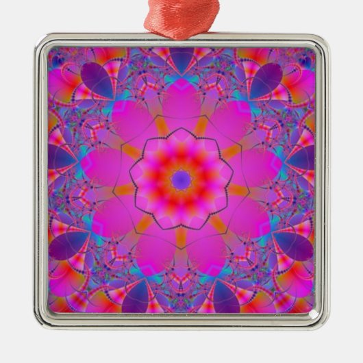 Rosa Blume Mandala Ornament Aus Metall (Vorne)