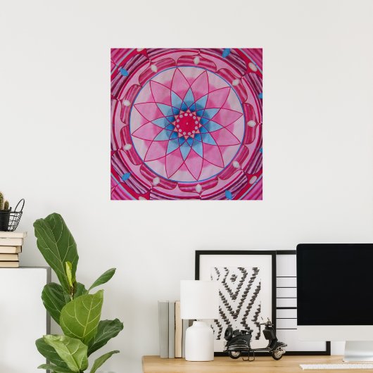 Rosa Blume Mandala Poster (Heimbüro)