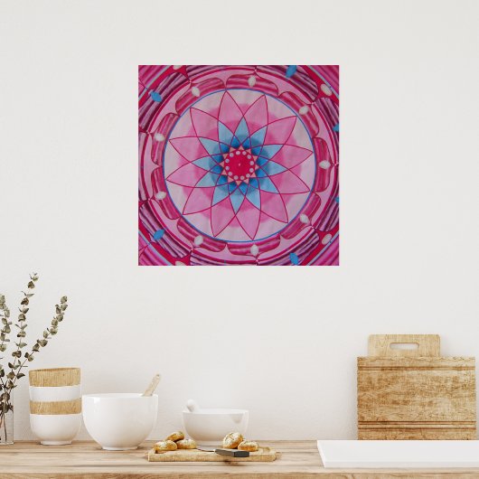 Rosa Blume Mandala Poster (Küche)