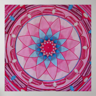 Rosa Blume Mandala Poster