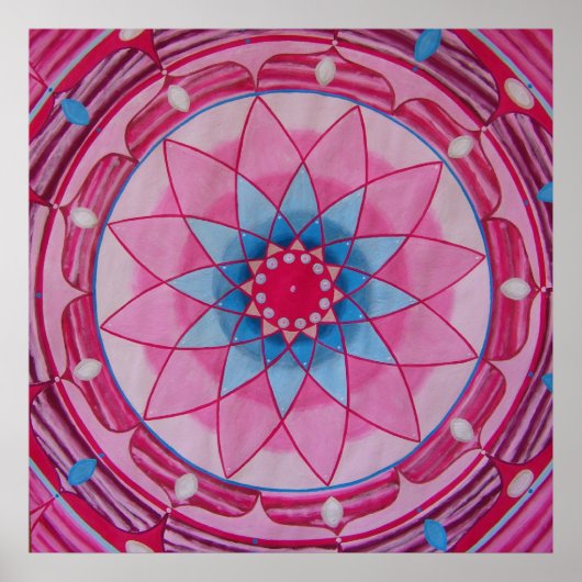 Rosa Blume Mandala Poster (Vorne)