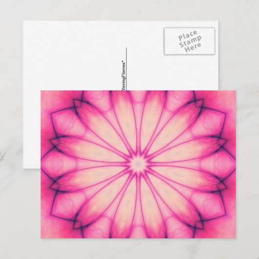 Rosa Blume Mandala Postkarte (Vorne/Hinten)