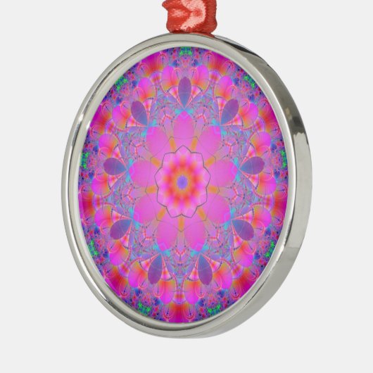 Rosa Blume Mandala Silbernes Ornament (Links)