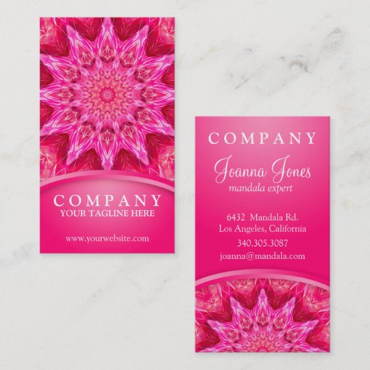Rosa Blume Mandala Visitenkarte (Vorne/Hinten)