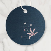 Rosa Blume marineblau Geschenkanhänger (Rückseite)