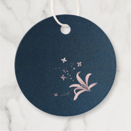 Rosa Blume marineblau Geschenkanhänger