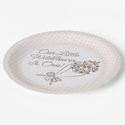 Rosa Blume Markt Frischblumenpartei Pappteller (Schrägansicht)