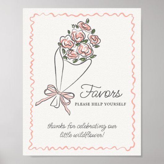 Rosa Blume Markt Frische Blumen Favoriten Zeichen Poster (Vorne)