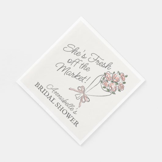 Rosa Blume Markt Frisches Brautparty Serviette (Ecke)